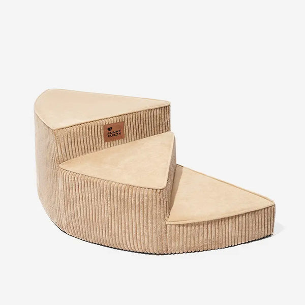 Cozy Corduroy Joint-Friendly Removable Spiral Pet Stairs - CreamyStep
