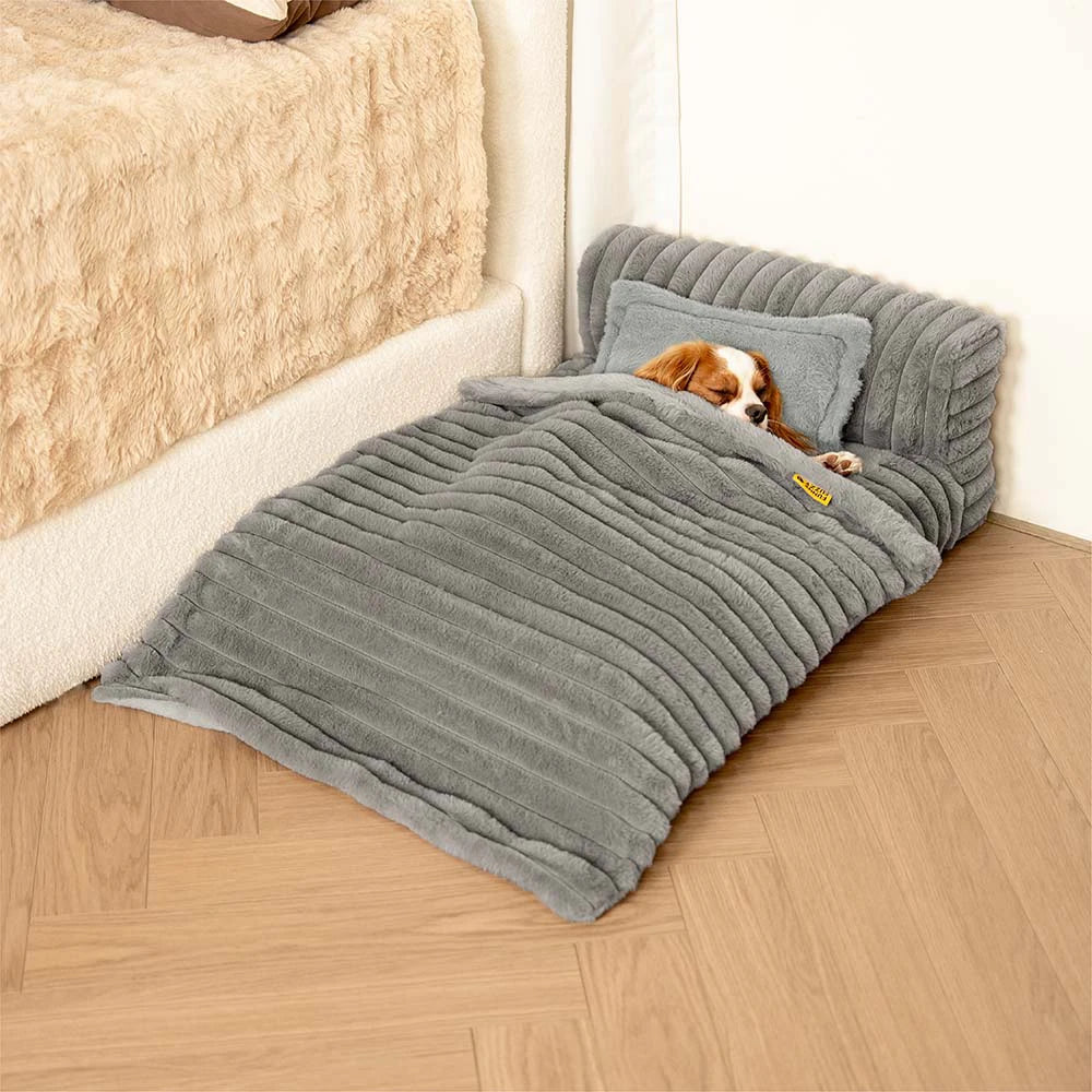 Mini Plush Home-Style Backrest Orthopedic Bed for Small Dogs - TinyNest