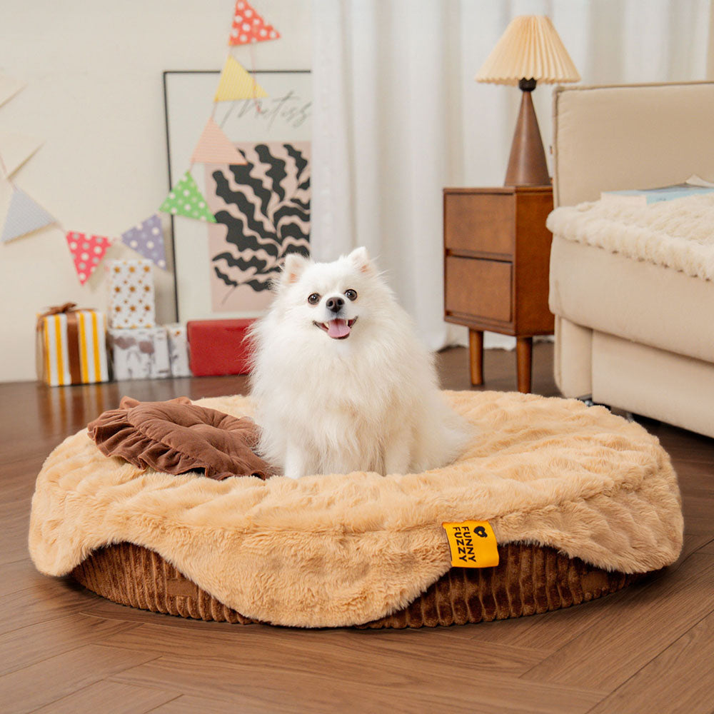 Fluffy Cake-Shaped Detachable Plush Orthopedic Pet Bed – DreamBake