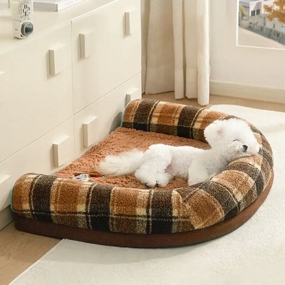 Faux Lambswool U-Shaped Removable Washable Orthopedic Pet Bed