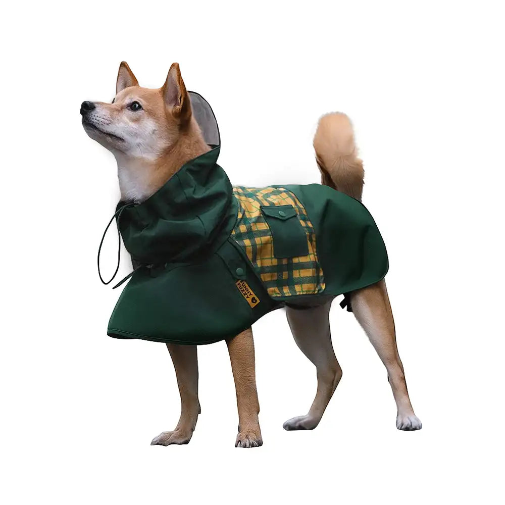 Waterproof Vintage Plaid Adjustable Dog Raincoat - All-Weather Protection
