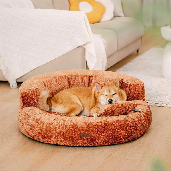 Luxe Diamond Velvet Removable Orthopedic Donut Dog Bed With Pillow - DreamNest