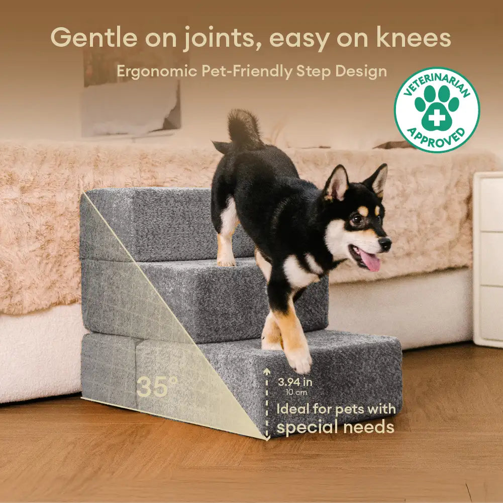 Chenille Durable Scratch-Resistant Foldable Blocks Multi-Level Dog Stairs