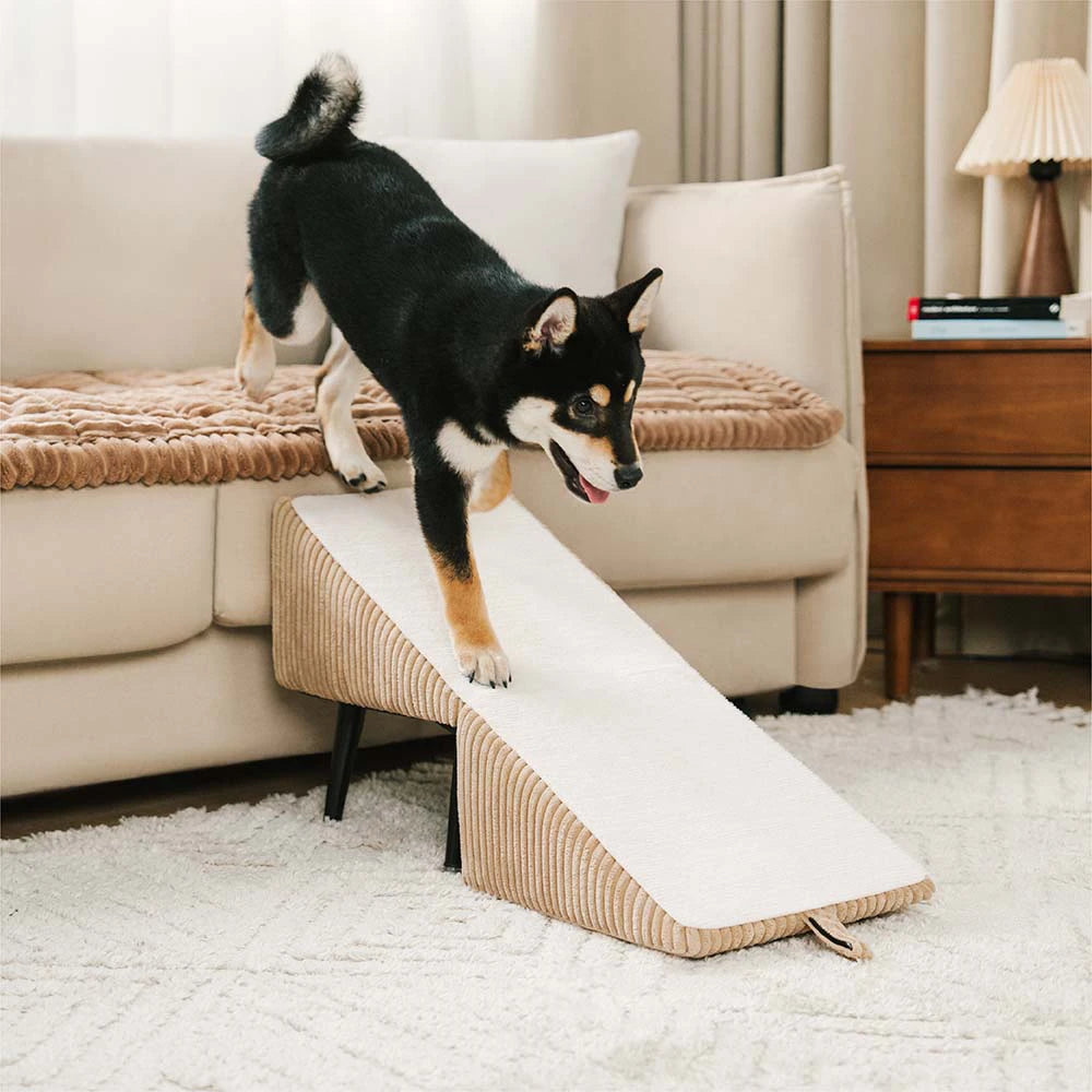 3-in-1 Comfy Corduroy Reinforced Alloy Pet Ramp & Side Stool – StepSure