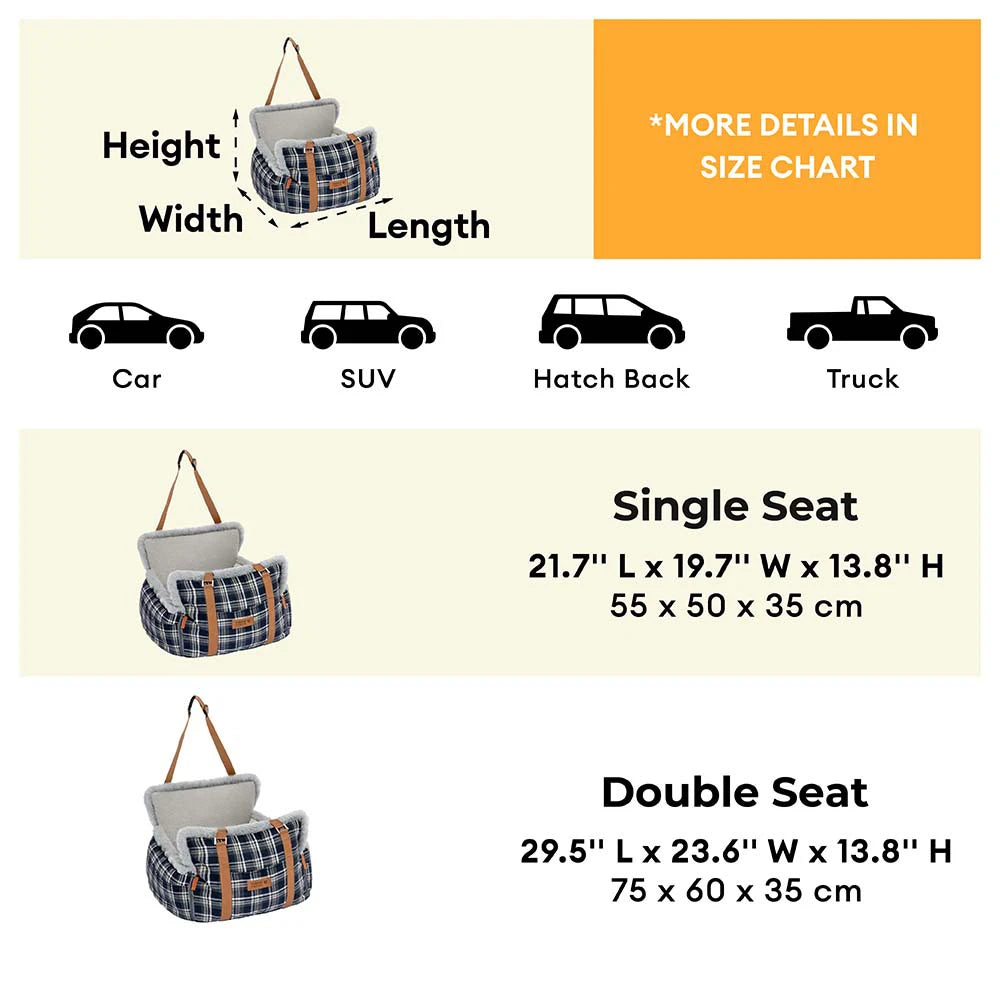 3 in 1 Fluffy Warmth Safe Dog Booster Car Seat Bed - Winter Cruiser