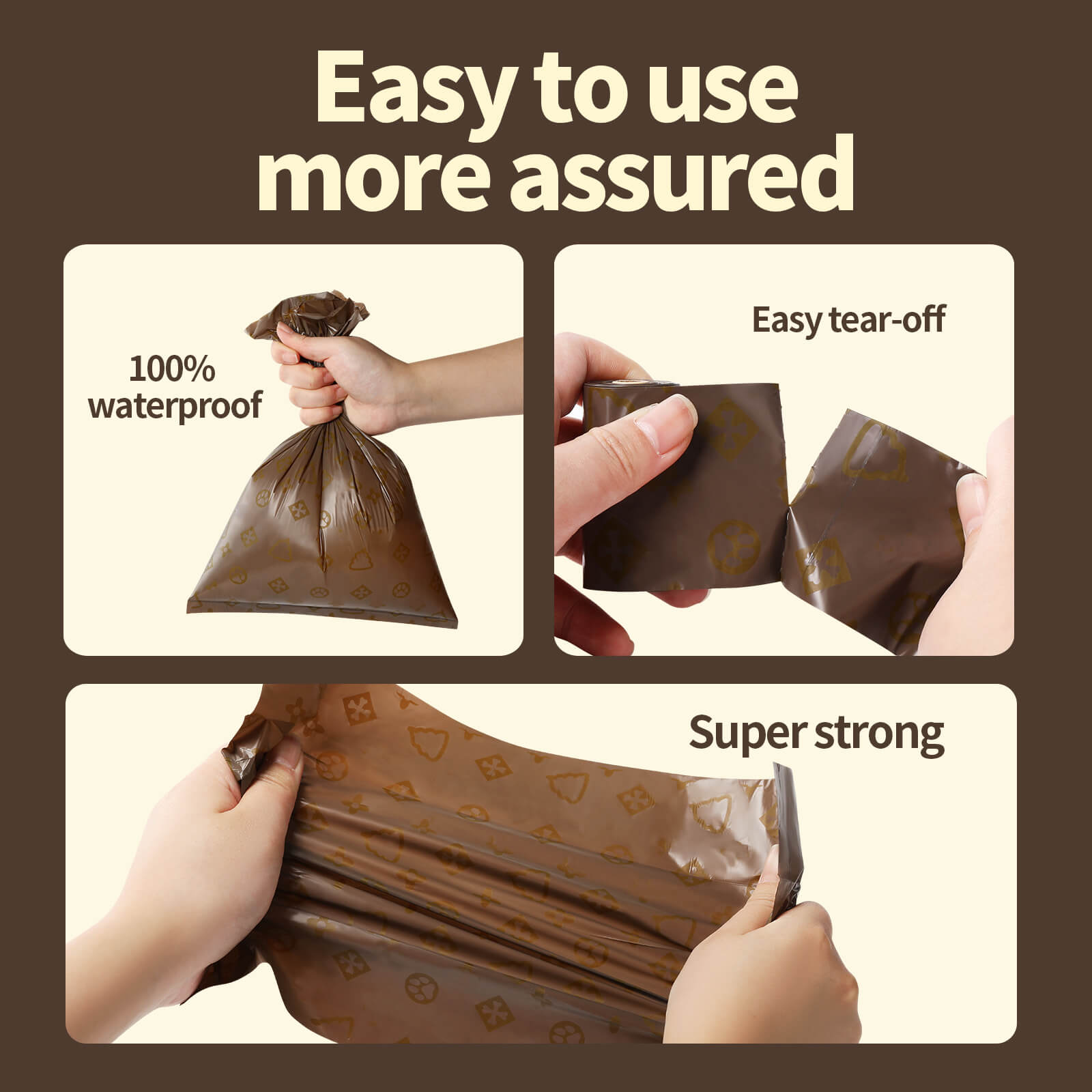 Coffee Flavor Dog Poop Bags with Reminder Sticker Inside