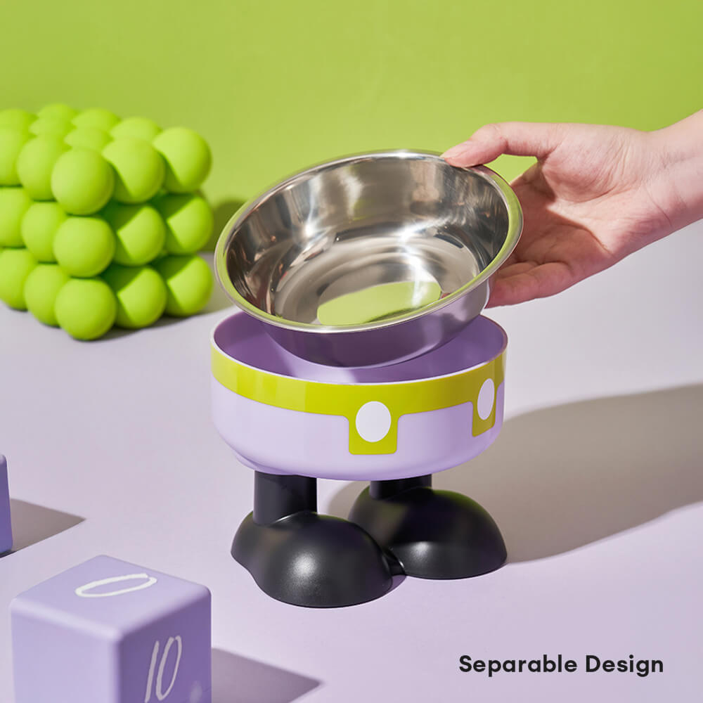 Fun Overalls Design Non-Slip Elevated Large Capacity Dog&Cat Bowl