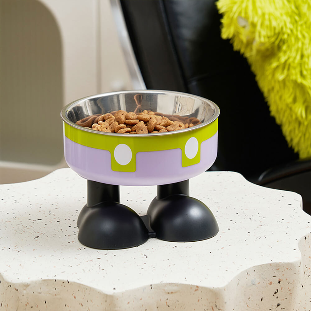Fun Overalls Design Non-Slip Elevated Large Capacity Dog&Cat Bowl