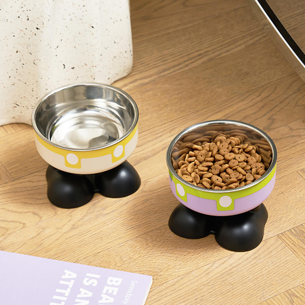 Fun Overalls Design Non-Slip Elevated Large Capacity Dog&Cat Bowl