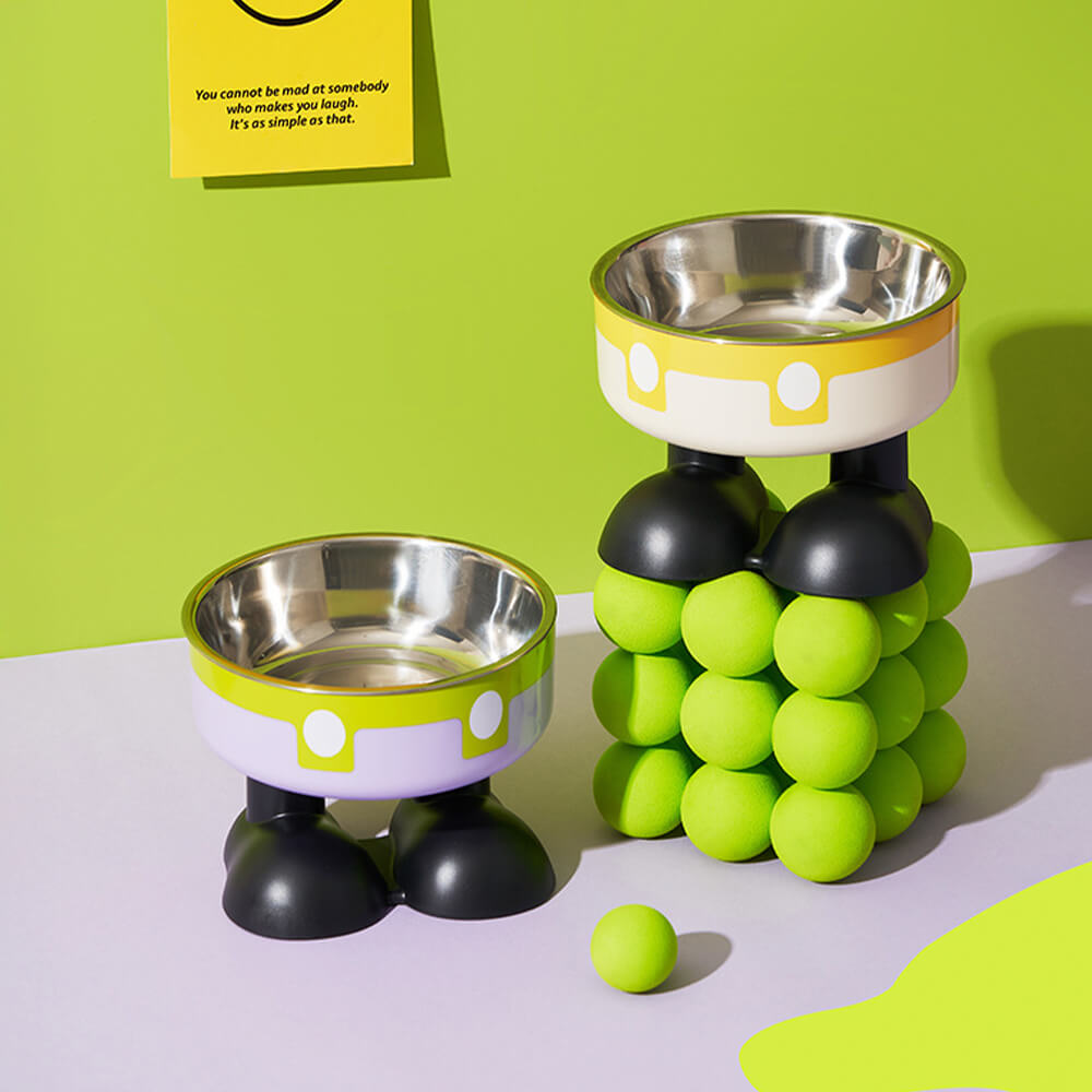 Fun Overalls Design Non-Slip Elevated Large Capacity Dog&Cat Bowl