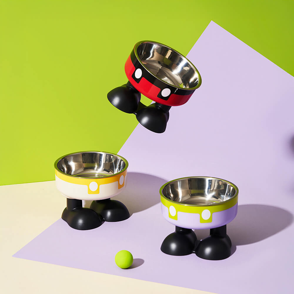 Fun Overalls Design Non-Slip Elevated Large Capacity Dog&Cat Bowl