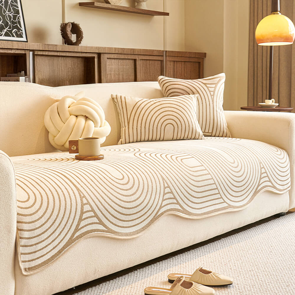 Modern Lines Chenille Artistic Sofa Protector Irregular Couch Cover
