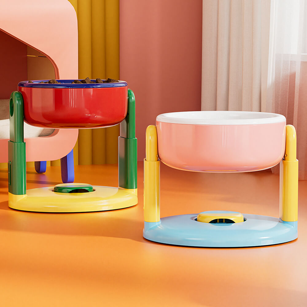 Neck Protection Adjustable Raised Pet Bowl with Anti-Slip Suction Base