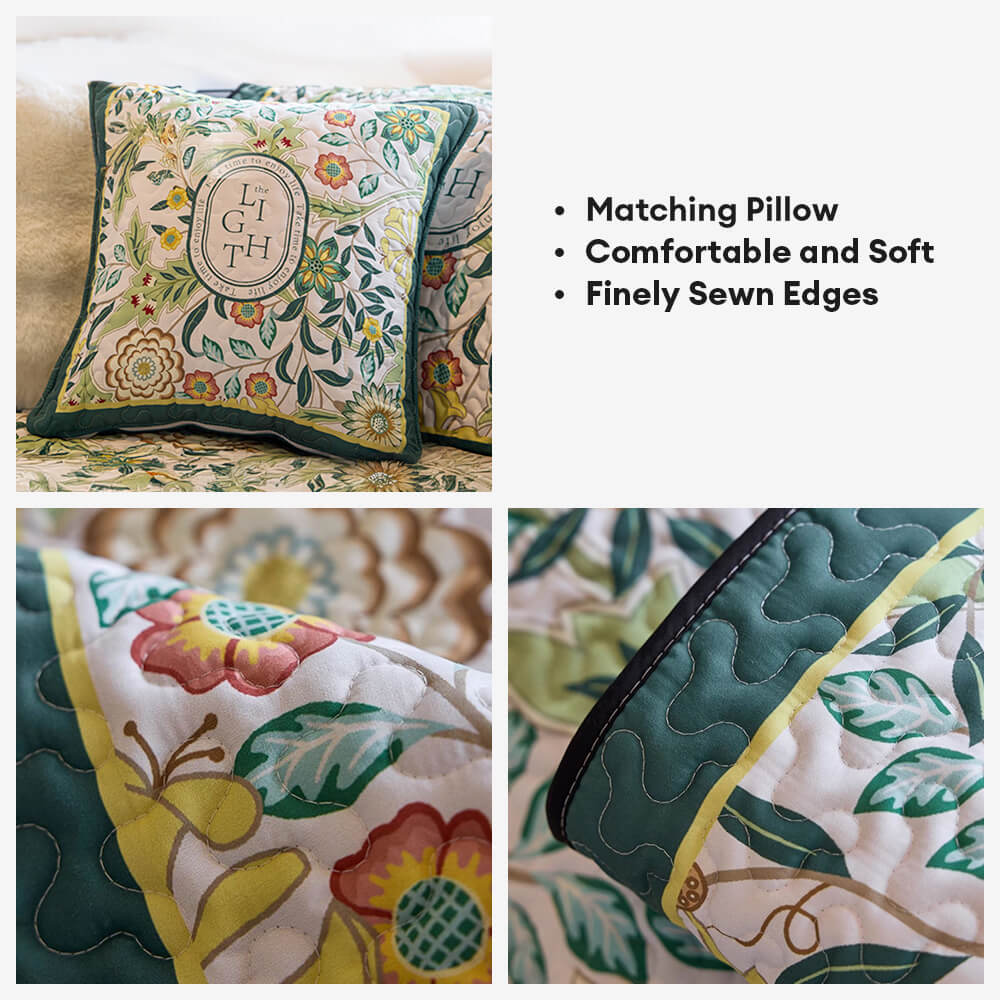 Vintage Botanical Quilted Non-Slip Couch Cover – French Farmhouse Style