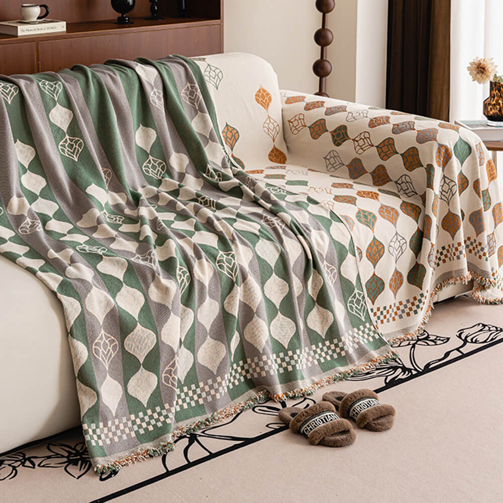 Vintage Classic Leaf Chenille Cozy Sofa Scratch-Resistant Throw Couch Cover