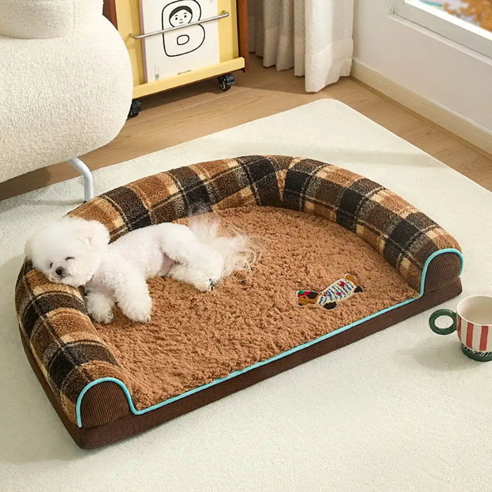 Faux Lambswool U-Shaped Removable Washable Orthopedic Pet Bed