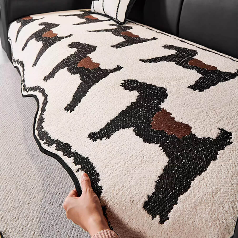 Modern Short Fleece Sofa Protection Irregular Non-slip Couch Cover
