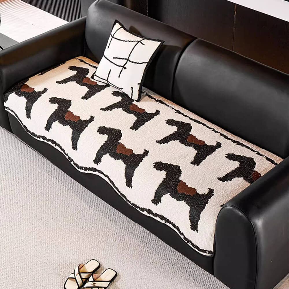 Modern Short Fleece Sofa Protection Irregular Non-slip Couch Cover