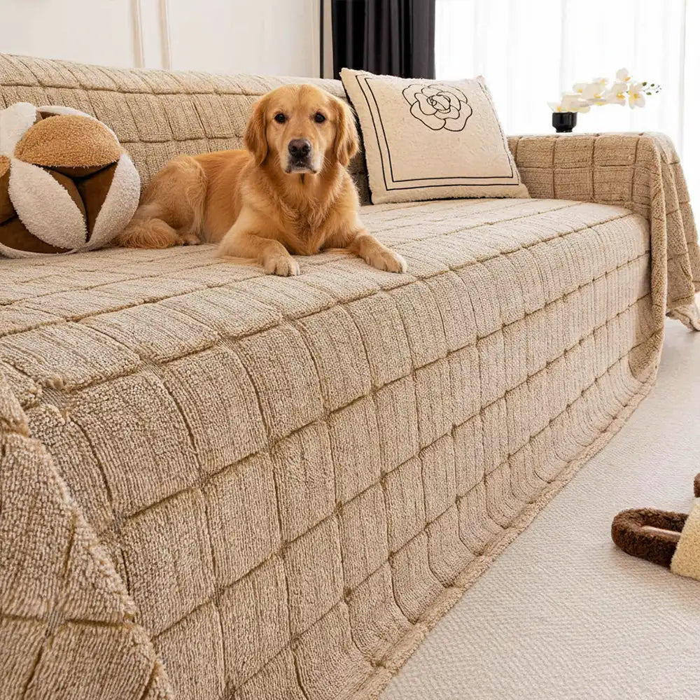 Plush Quilted Classic Checkered Comfortable Thickened Couch Cover