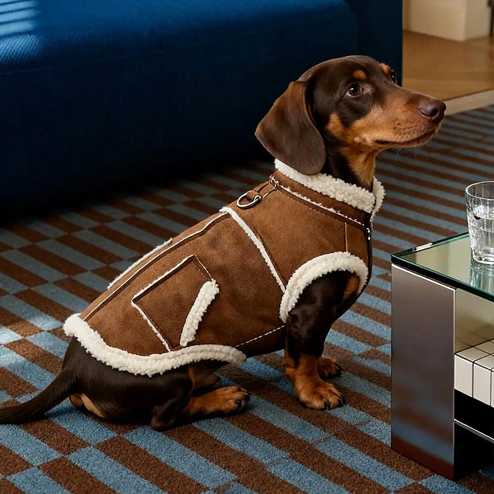 Retro Suede Dachshund Dog Vest