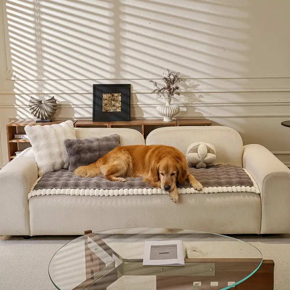 Soft Faux Rabbit Plush Thick Skin-Friendly Non-Slip Couch Cover