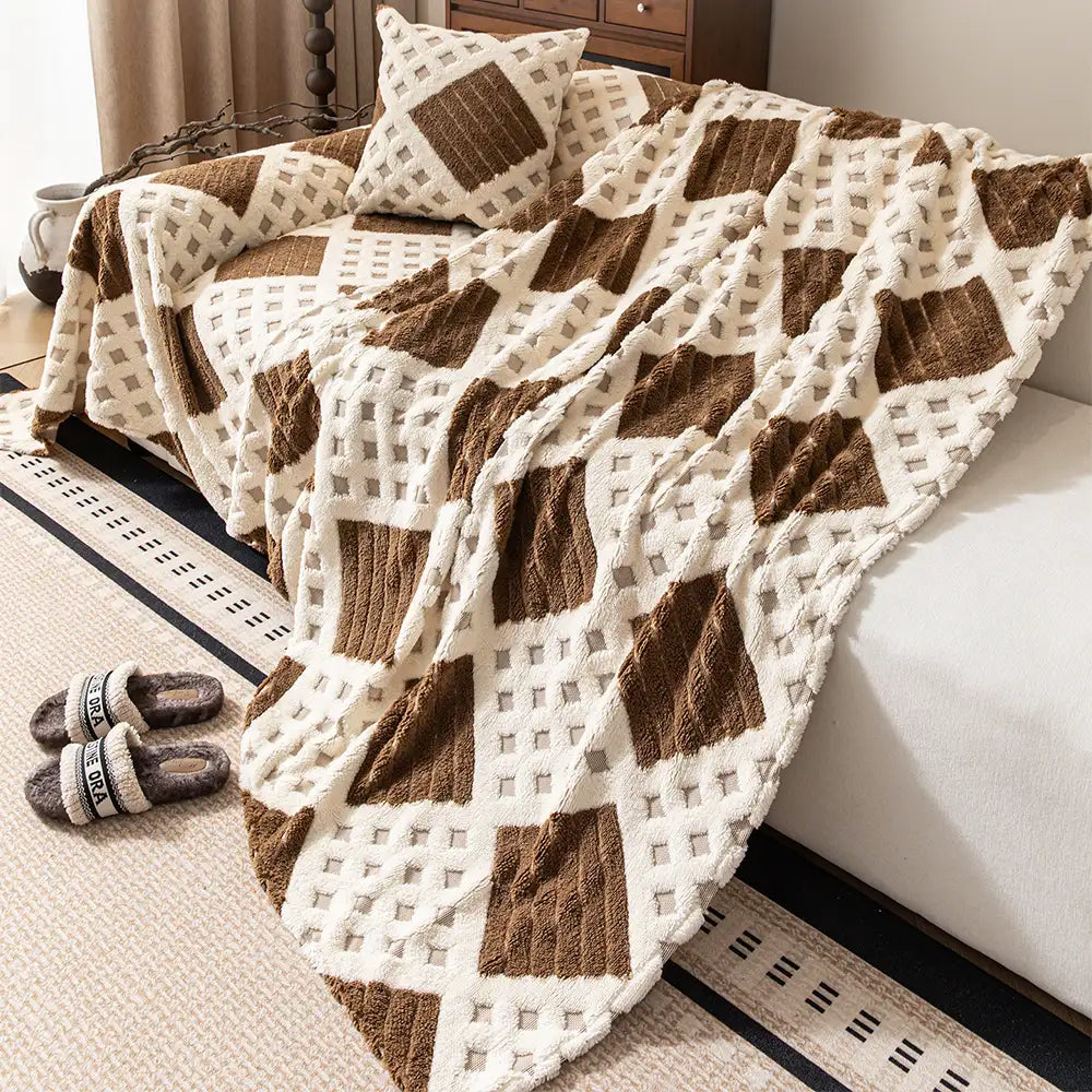 Thickened Plush Diamond Jacquard Sofa Scratch-Resistant Couch Cover