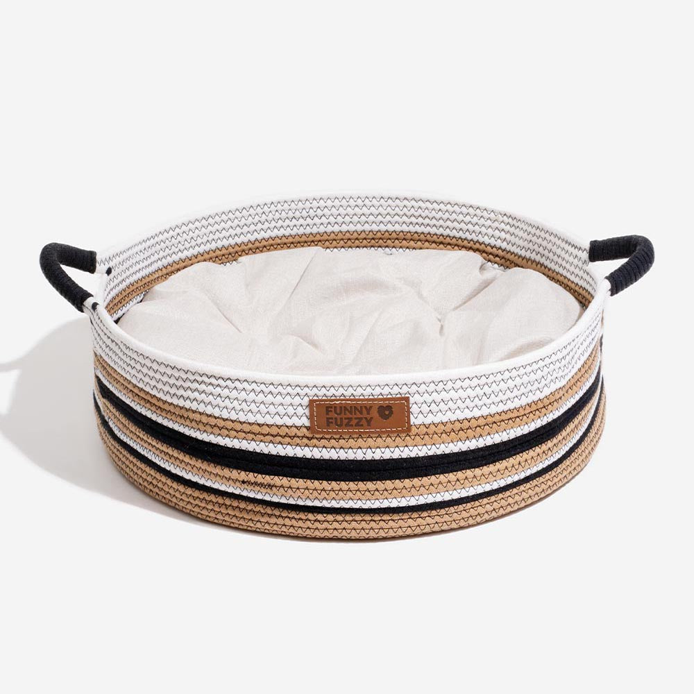 Handcrafted Stripe Calming Pet Bed - Timeless Nest