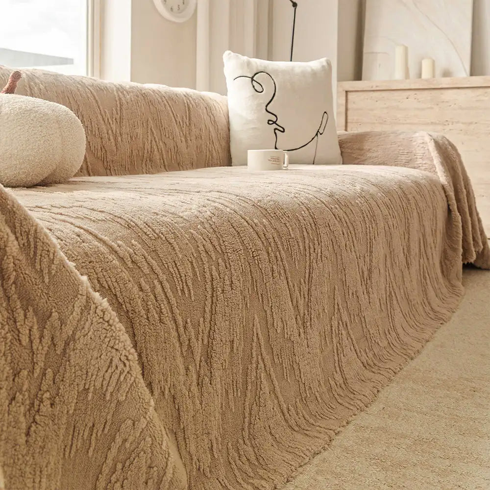 Luxury Nordic Jacquard Fleece Thickened Anti-Scratch Couch Cover