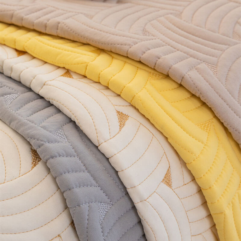 Capa de sofá secional acolchoada de algodão com padrão de tecelagem