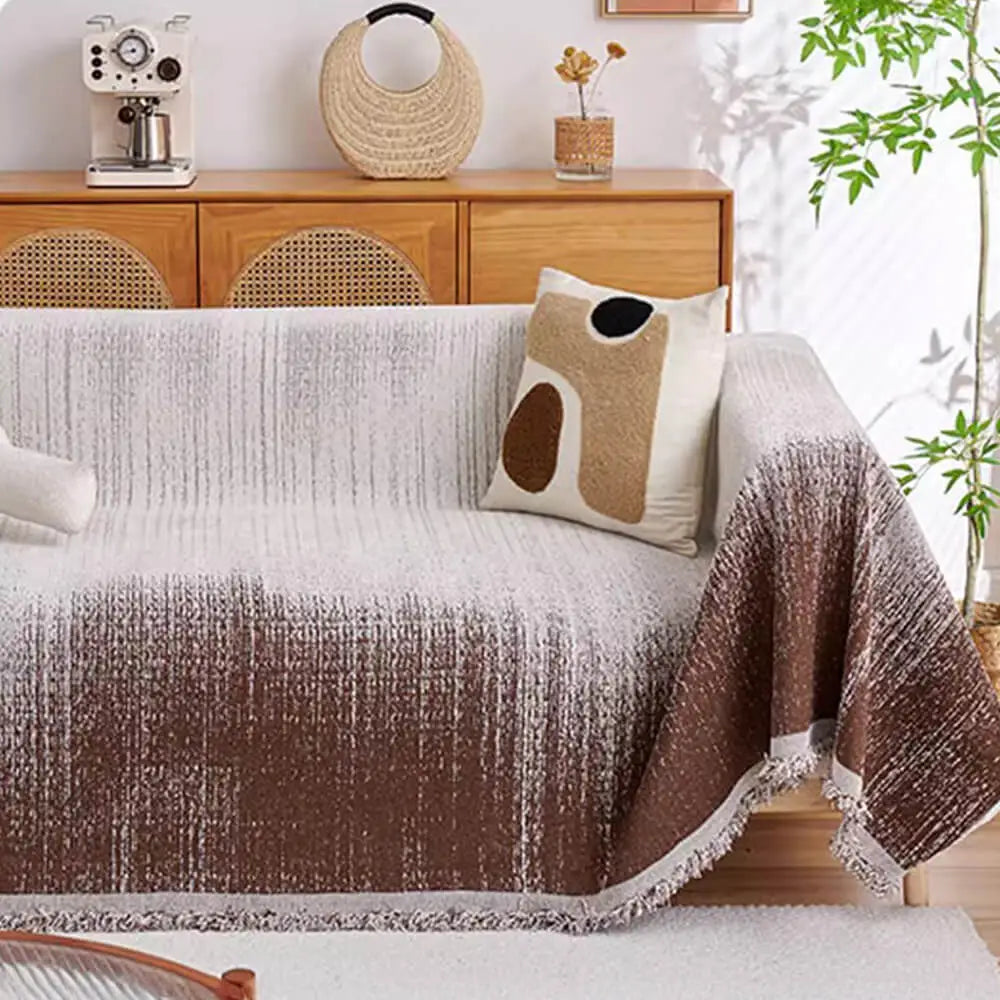 Modern Gradient Chenille Scratch-Resistant Throw Couch Cover