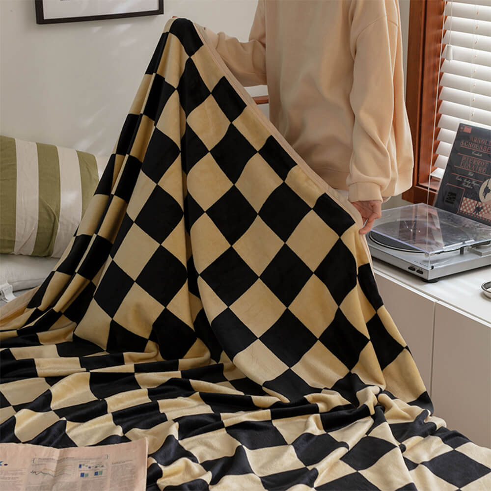 Contrasting Checkerboard Multi-Purpose Flannel Blanket