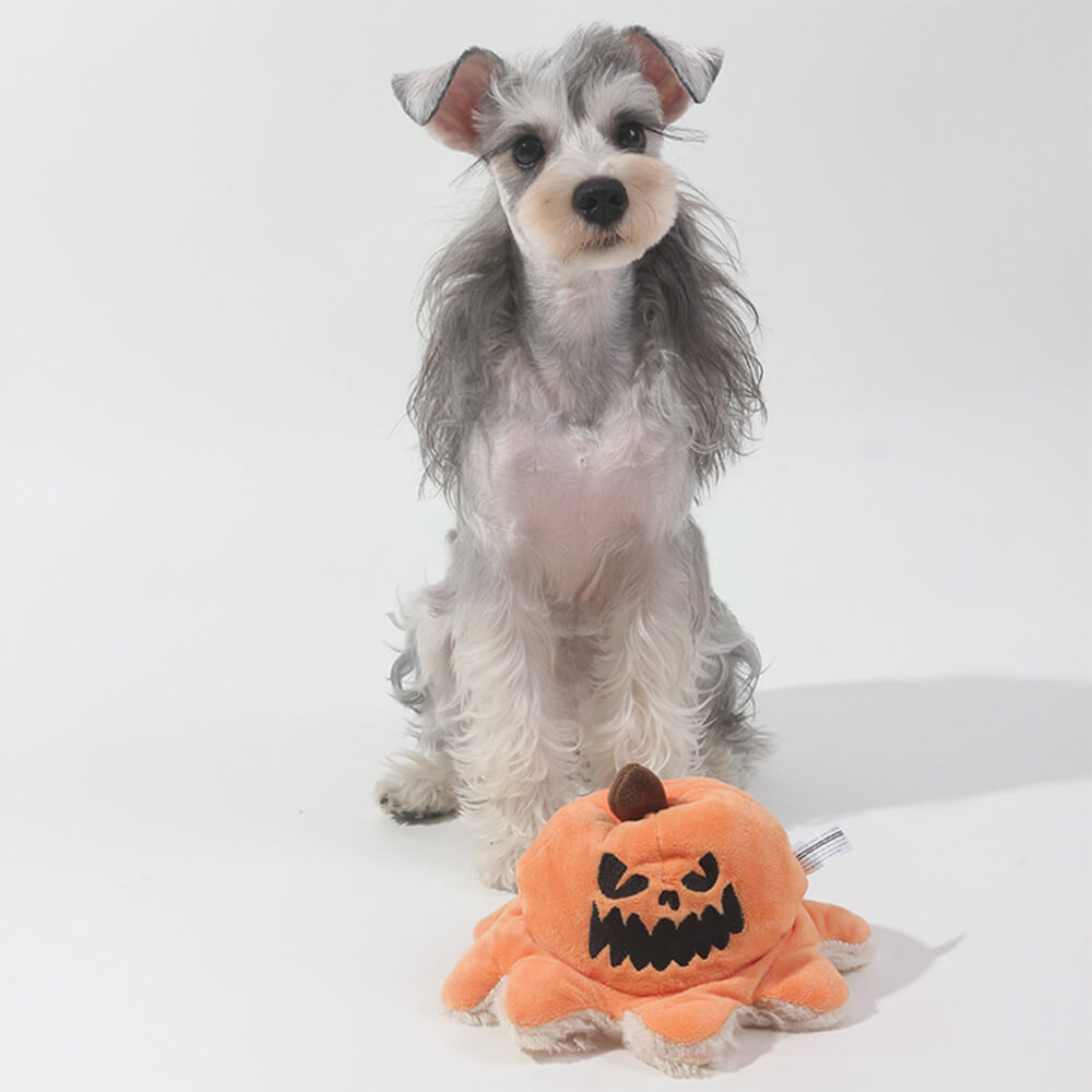 Halloween Pirate Pumpkin Octopus Reversible Flip Plush Dog Toy