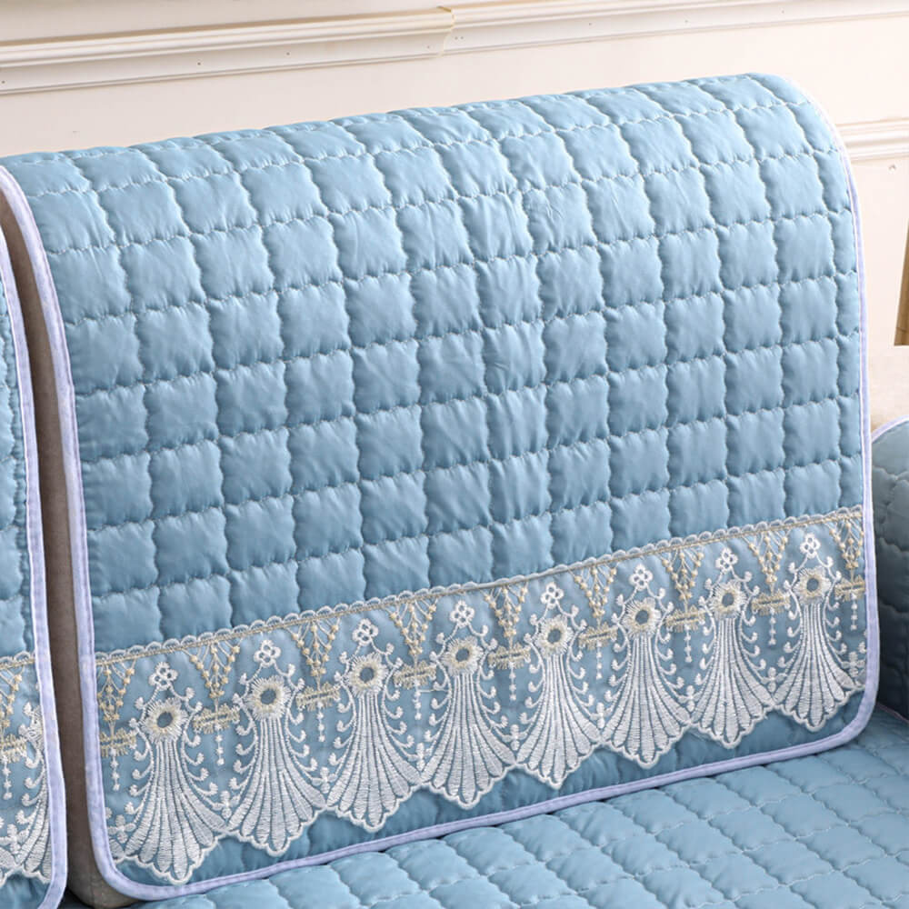 Luxury Quilted Lace Embroidery Non-Slip Couch Cover