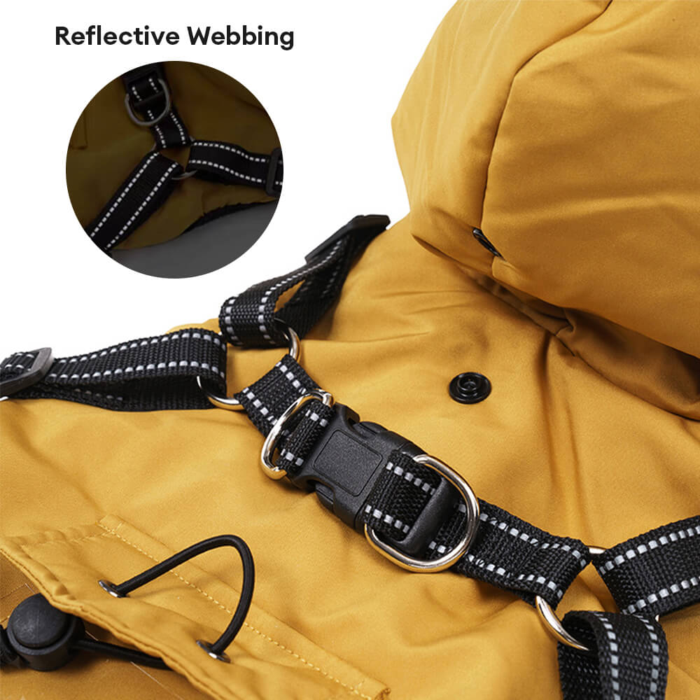 Adjustable Insulated Cozy Hooded Dog Harness Jacket