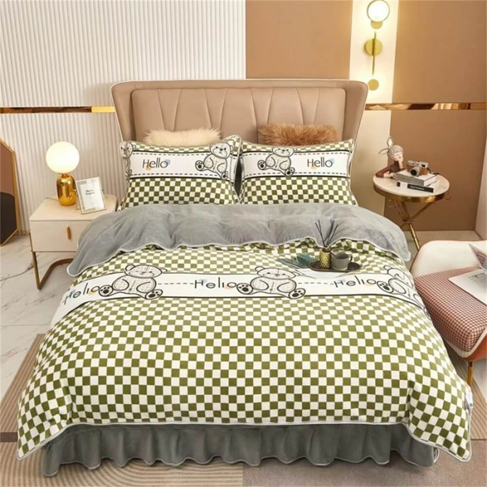 Light Luxury Thickened Milk Fleece Warm Bed Sheet Set