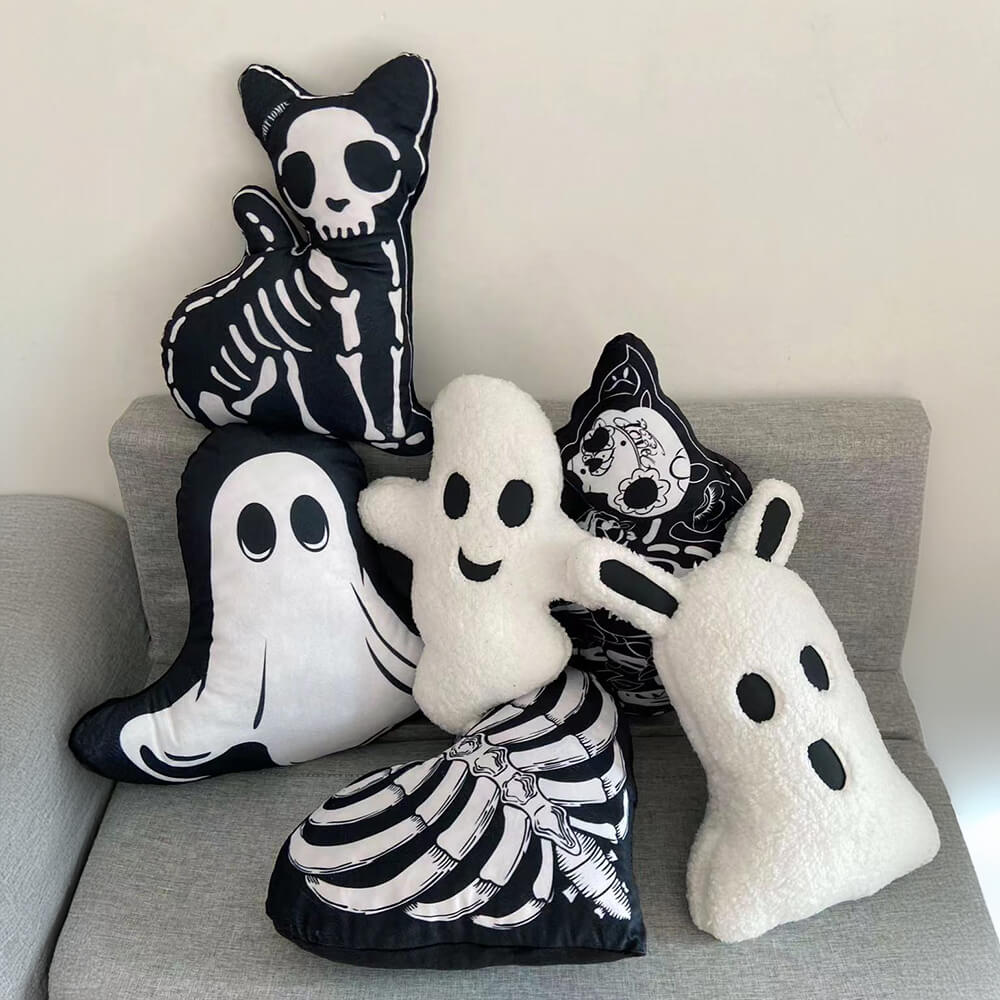 Halloween Spooky Ghost Skull Shaped Decorative Ornament Sofa Pillow