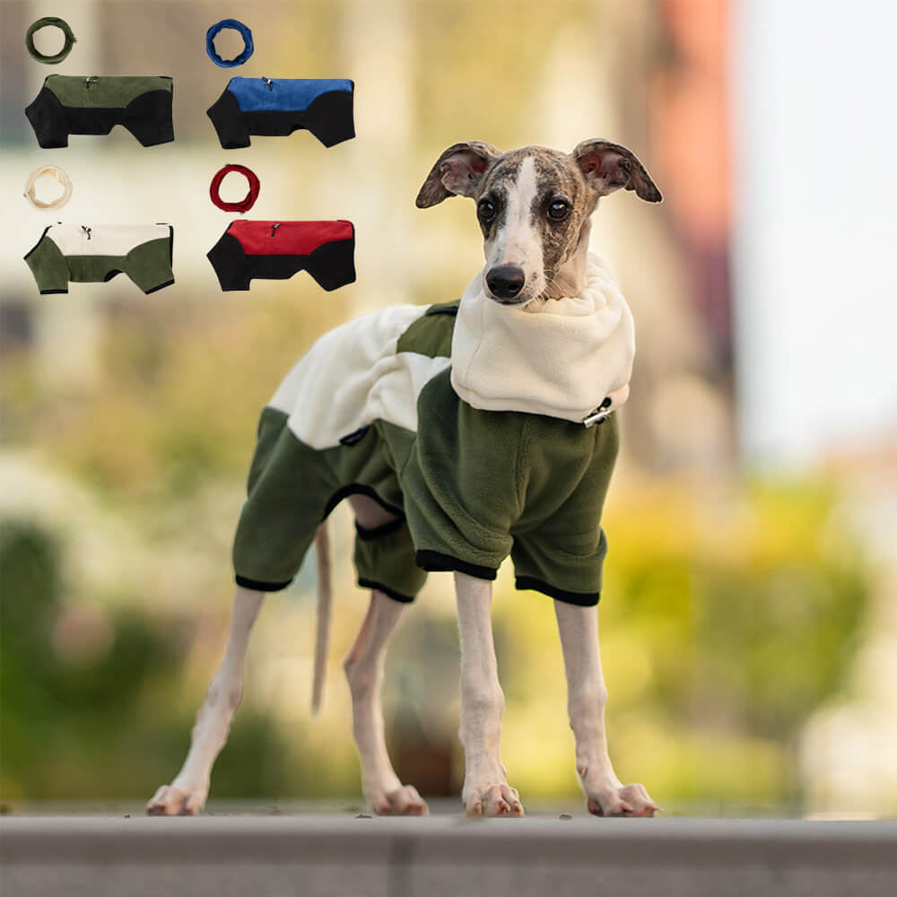 Full Coverage Polar Fleece Dog Onesie with Removable Collar