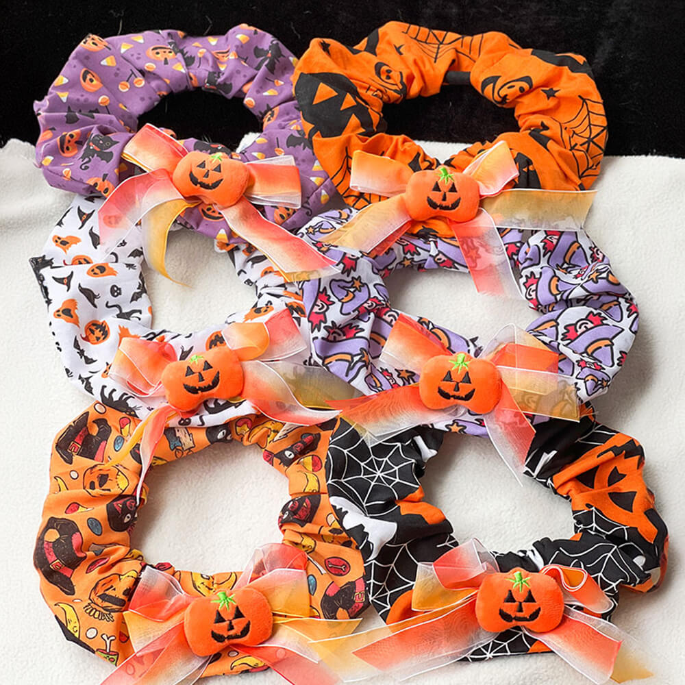 Cute Pumpkin Ruffled Halloween Dog Bandana Scarf