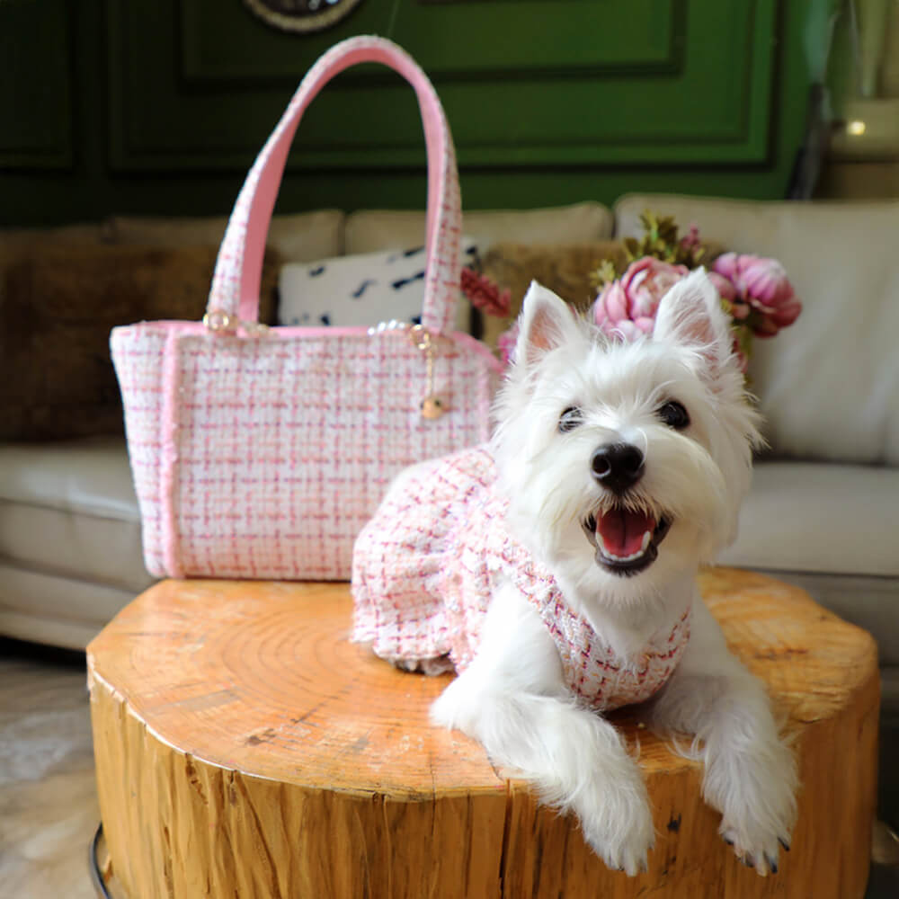 Soft Tweed Luxury Checkered Lightweight Dog & Cat Carrier Bag