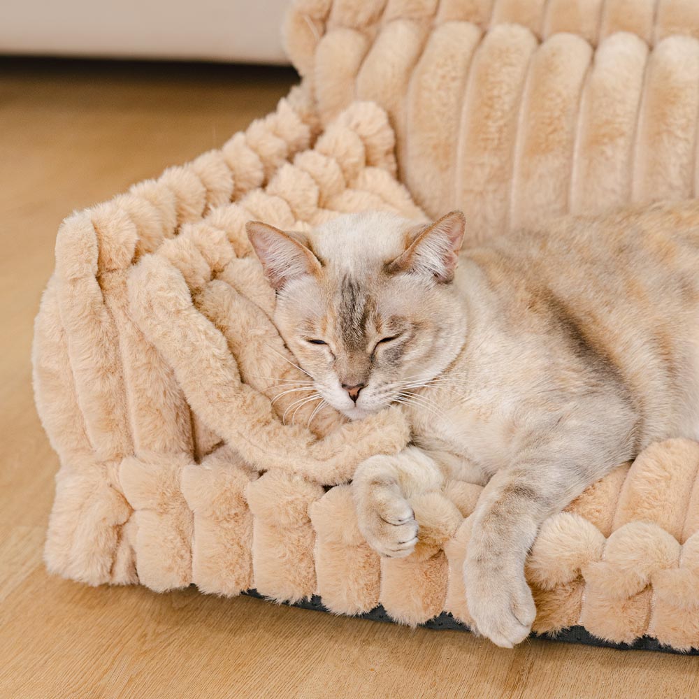 Washable Calming Soft Pillow Bolster Cat Bed-Snoozy Dream