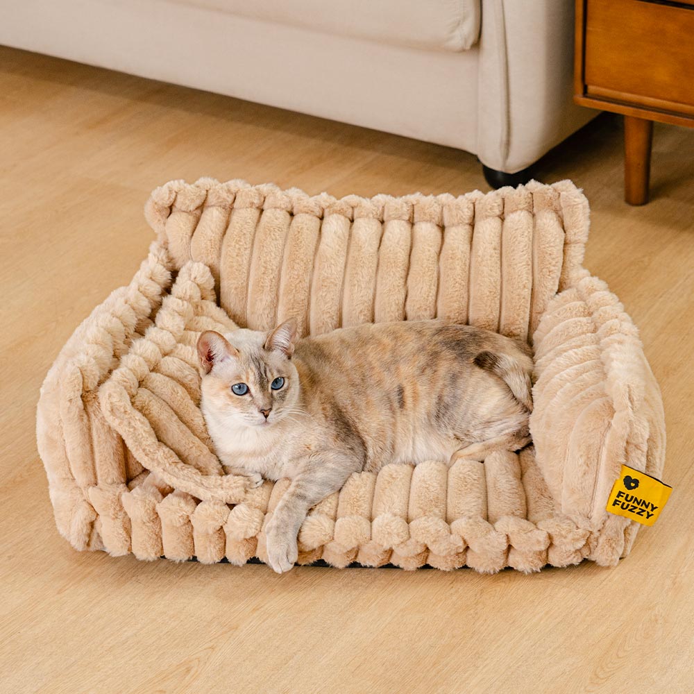 Washable Calming Soft Pillow Bolster Cat Bed-Snoozy Dream