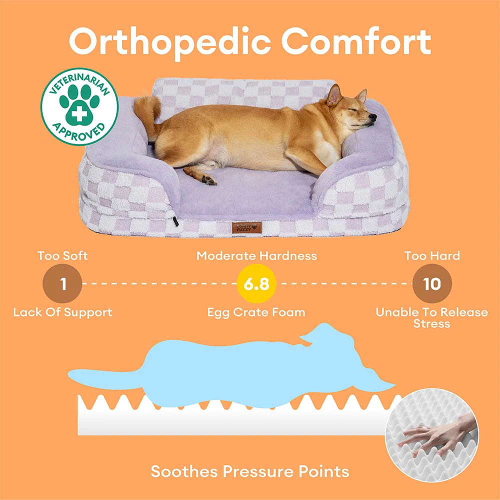 Checkered Fluffy Warm Washable Orthopedic Dog Bolster Bed – CloudNooki