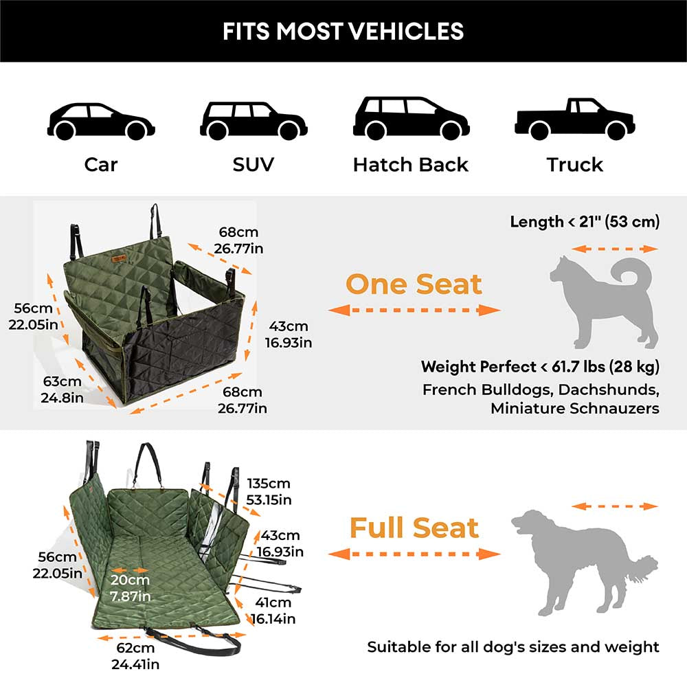 Extensor de assento traseiro para cachorro com cobertura total extra grande para quarto móvel - ideal para viagens e acampamento