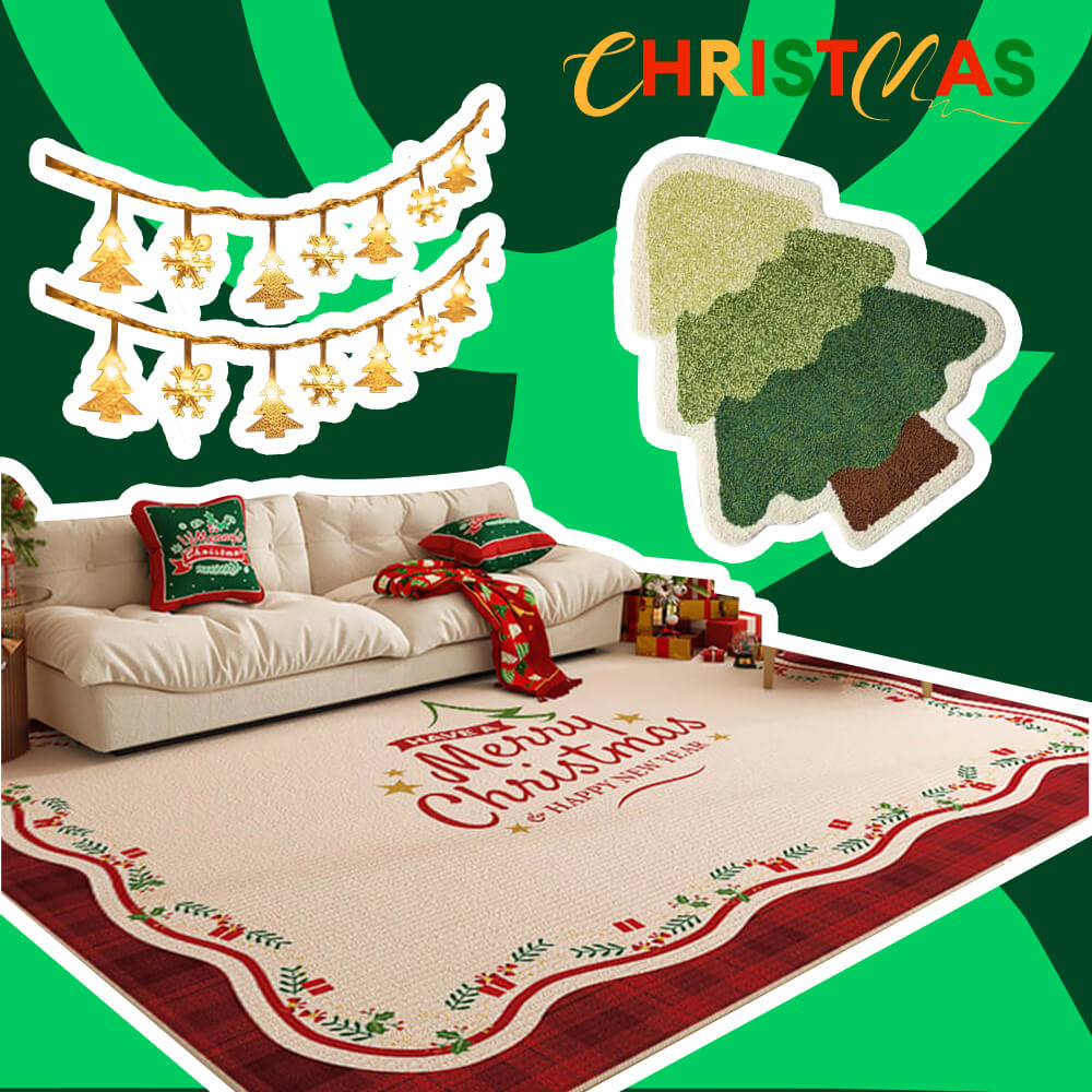 Christmas Home Rug - Gift Bundle 3pcs