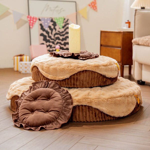 Fluffy Cake-Shaped Detachable Plush Orthopedic Pet Bed – DreamBake