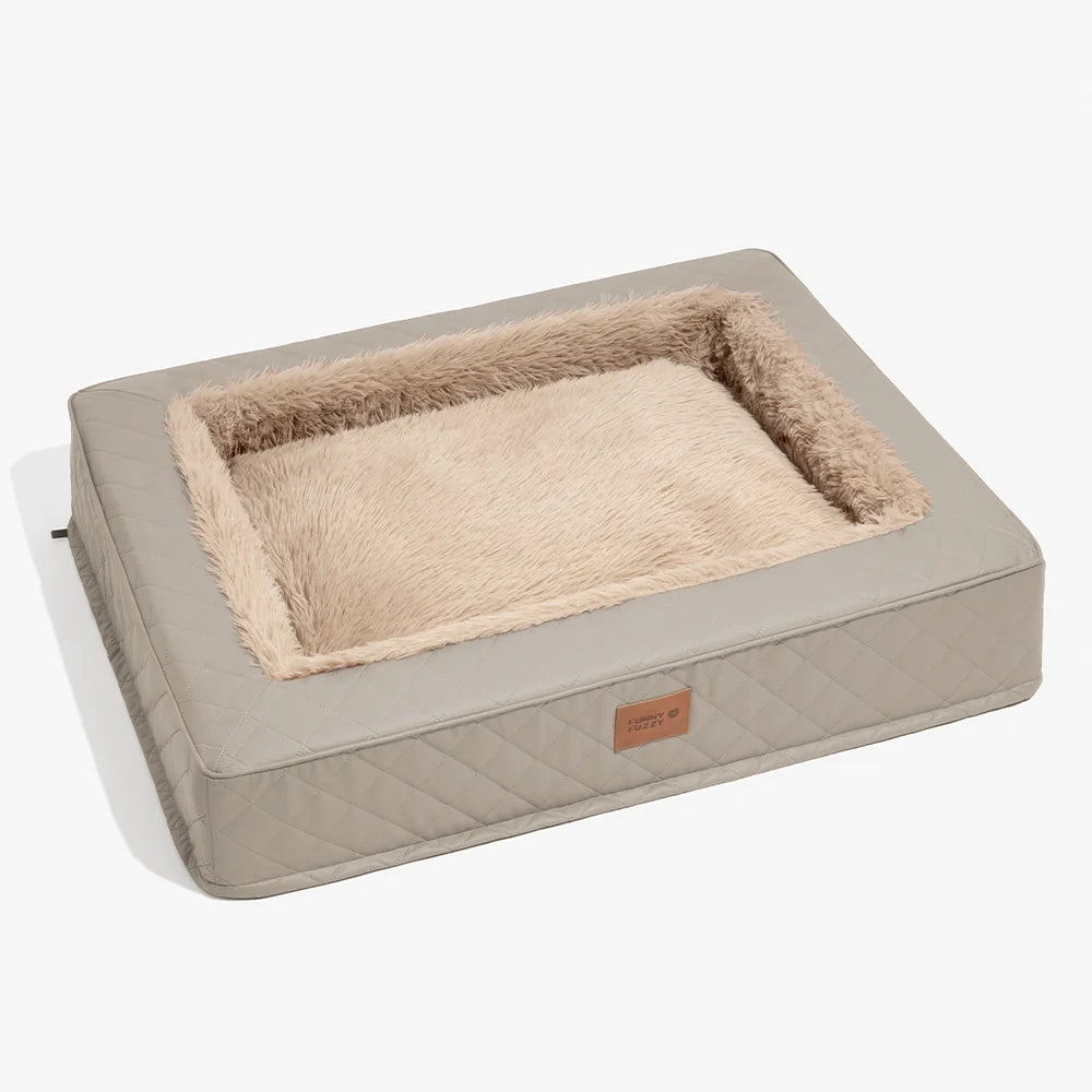 Warm Plush & Faux Leather Wraparound Orthopedic Dog Bolster Bed