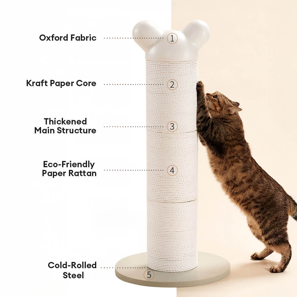 Bear-Ear Design Durable Paper-Rattan Large Cat Scratching Post