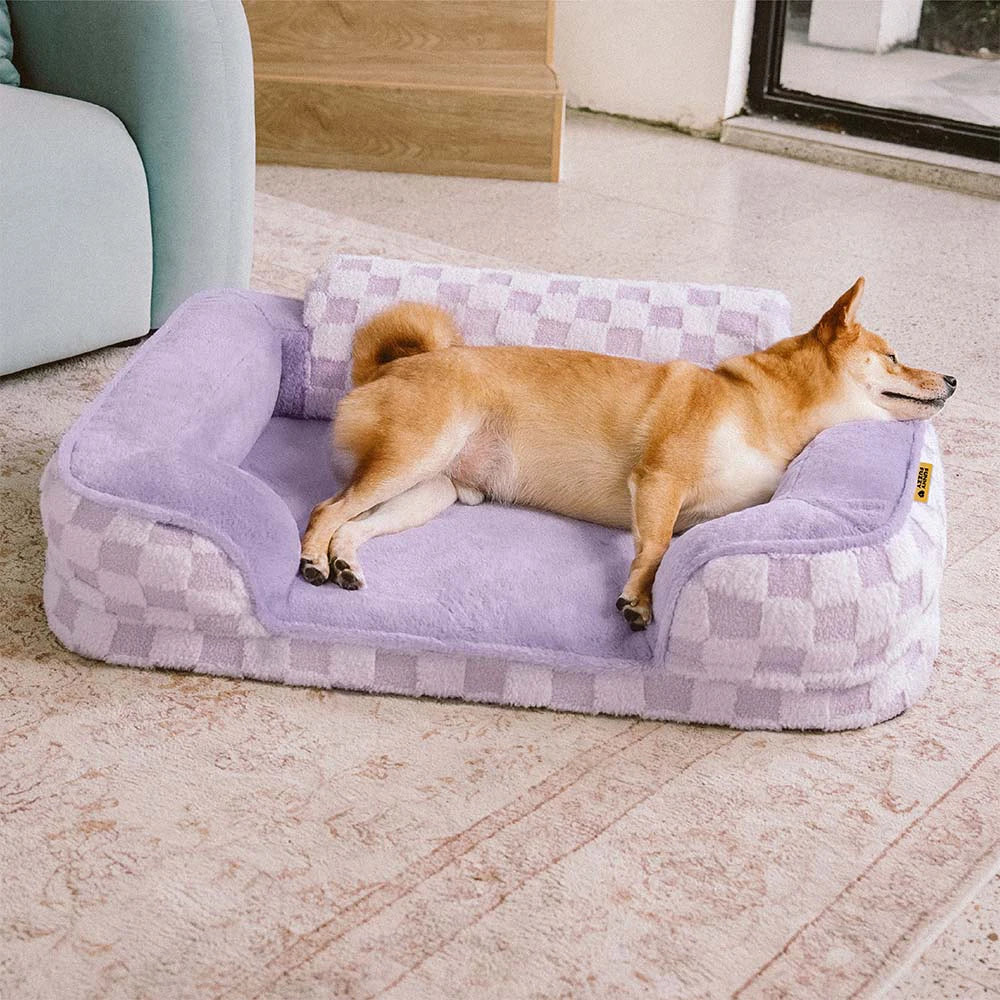 Checkered Fluffy Warm Washable Orthopedic Dog Bolster Bed – CloudNooki