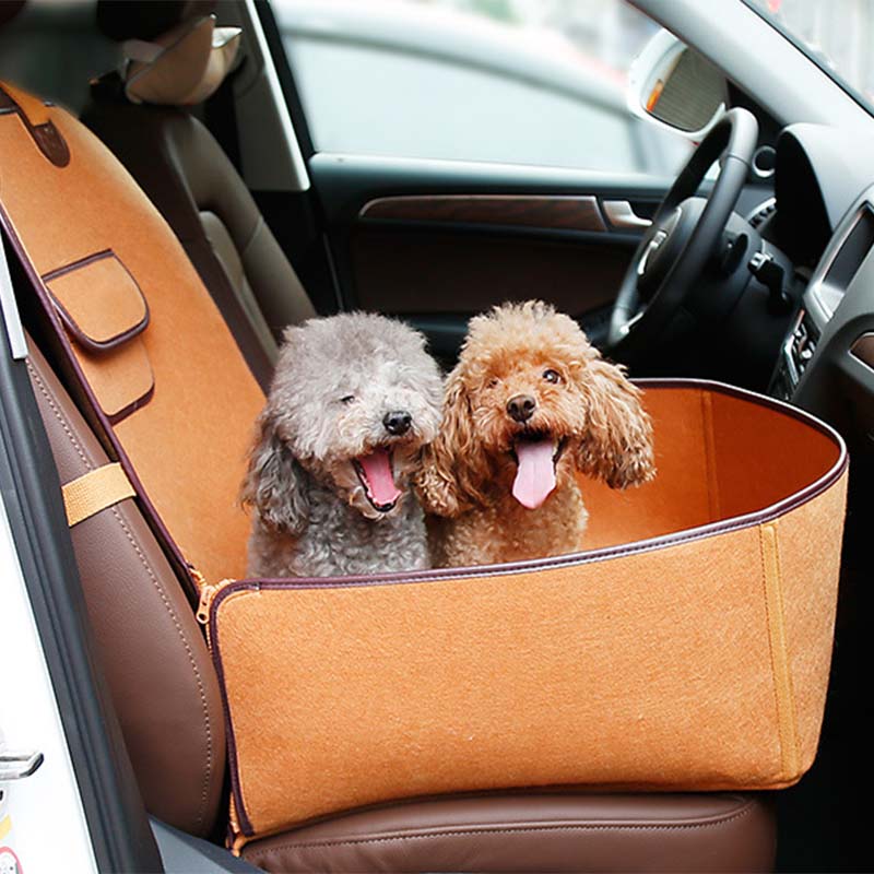 Cama com capa de assento de carro para cachorro em tecido de feltro natural