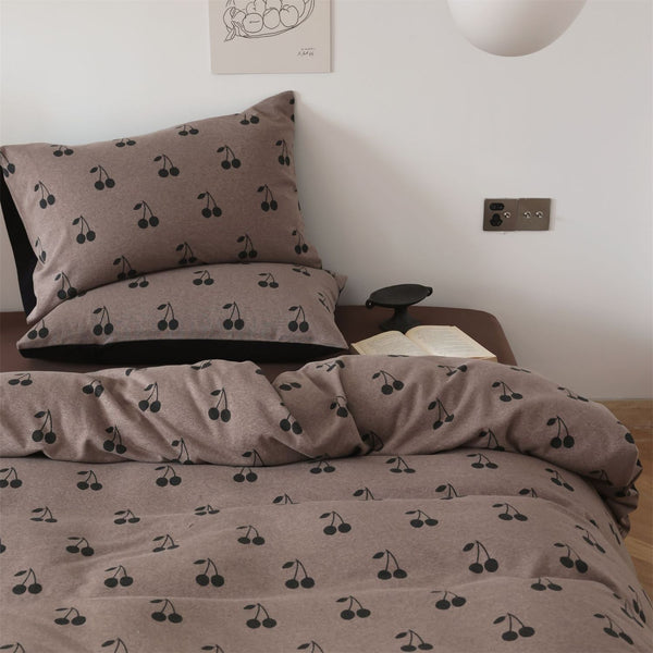 Cute Puppy Jacquard Knit Cotton Duvet Cover Bed Sheet Set